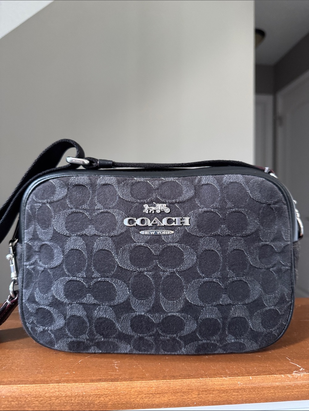 Coach Black Signature Jacquard Messenger Bag